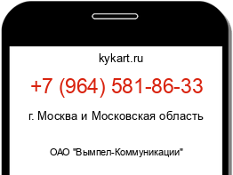 Информация о номере телефона +7 (964) 581-86-33: регион, оператор