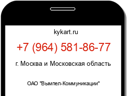 Информация о номере телефона +7 (964) 581-86-77: регион, оператор