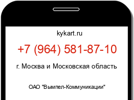 Информация о номере телефона +7 (964) 581-87-10: регион, оператор