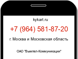 Информация о номере телефона +7 (964) 581-87-20: регион, оператор