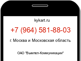 Информация о номере телефона +7 (964) 581-88-03: регион, оператор