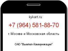Информация о номере телефона +7 (964) 581-88-70: регион, оператор
