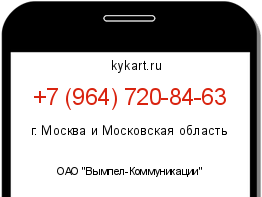 Информация о номере телефона +7 (964) 720-84-63: регион, оператор
