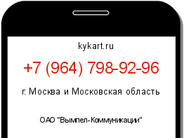 Информация о номере телефона +7 (964) 798-92-96: регион, оператор