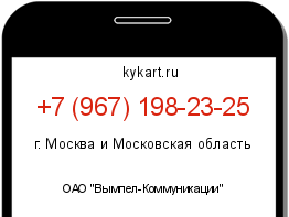 Информация о номере телефона +7 (967) 198-23-25: регион, оператор