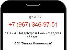 Информация о номере телефона +7 (967) 346-97-51: регион, оператор