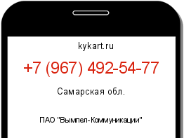 Информация о номере телефона +7 (967) 492-54-77: регион, оператор