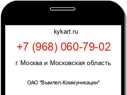 Информация о номере телефона +7 (968) 060-79-02: регион, оператор