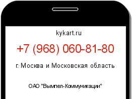Информация о номере телефона +7 (968) 060-81-80: регион, оператор