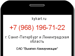 Информация о номере телефона +7 (968) 196-71-22: регион, оператор