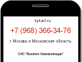 Информация о номере телефона +7 (968) 366-34-76: регион, оператор