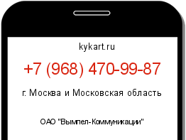Информация о номере телефона +7 (968) 470-99-87: регион, оператор