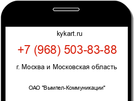 Информация о номере телефона +7 (968) 503-83-88: регион, оператор