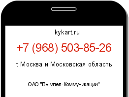 Информация о номере телефона +7 (968) 503-85-26: регион, оператор