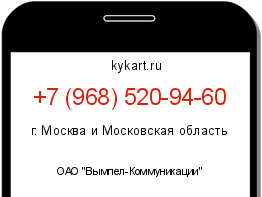 Информация о номере телефона +7 (968) 520-94-60: регион, оператор