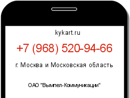 Информация о номере телефона +7 (968) 520-94-66: регион, оператор