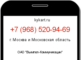Информация о номере телефона +7 (968) 520-94-69: регион, оператор