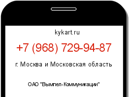 Информация о номере телефона +7 (968) 729-94-87: регион, оператор