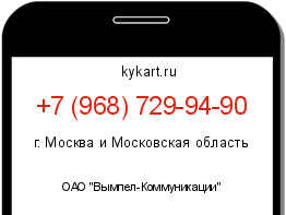 Информация о номере телефона +7 (968) 729-94-90: регион, оператор