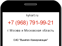 Информация о номере телефона +7 (968) 791-99-21: регион, оператор
