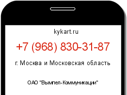 Информация о номере телефона +7 (968) 830-31-87: регион, оператор