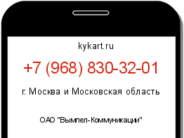 Информация о номере телефона +7 (968) 830-32-01: регион, оператор