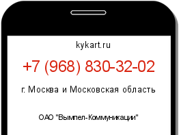 Информация о номере телефона +7 (968) 830-32-02: регион, оператор