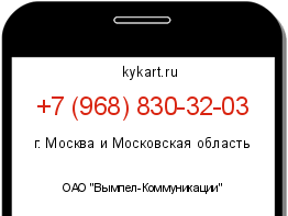 Информация о номере телефона +7 (968) 830-32-03: регион, оператор