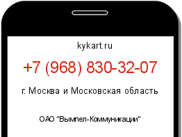 Информация о номере телефона +7 (968) 830-32-07: регион, оператор