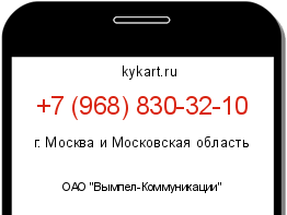 Информация о номере телефона +7 (968) 830-32-10: регион, оператор