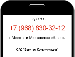 Информация о номере телефона +7 (968) 830-32-12: регион, оператор
