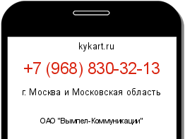 Информация о номере телефона +7 (968) 830-32-13: регион, оператор