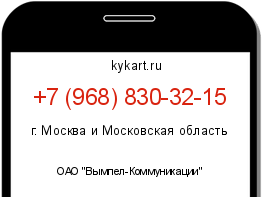 Информация о номере телефона +7 (968) 830-32-15: регион, оператор