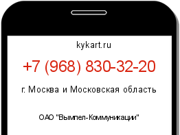 Информация о номере телефона +7 (968) 830-32-20: регион, оператор