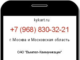 Информация о номере телефона +7 (968) 830-32-21: регион, оператор
