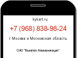 Информация о номере телефона +7 (968) 838-98-24: регион, оператор