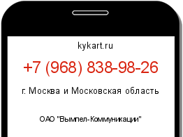 Информация о номере телефона +7 (968) 838-98-26: регион, оператор