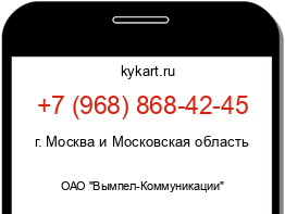 Информация о номере телефона +7 (968) 868-42-45: регион, оператор