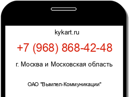 Информация о номере телефона +7 (968) 868-42-48: регион, оператор