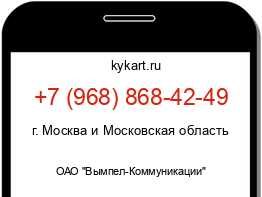 Информация о номере телефона +7 (968) 868-42-49: регион, оператор
