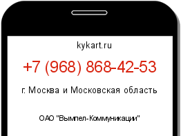 Информация о номере телефона +7 (968) 868-42-53: регион, оператор