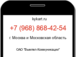 Информация о номере телефона +7 (968) 868-42-54: регион, оператор
