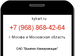 Информация о номере телефона +7 (968) 868-42-64: регион, оператор