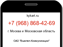 Информация о номере телефона +7 (968) 868-42-69: регион, оператор