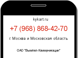 Информация о номере телефона +7 (968) 868-42-70: регион, оператор