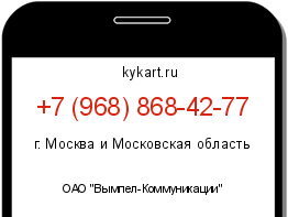 Информация о номере телефона +7 (968) 868-42-77: регион, оператор