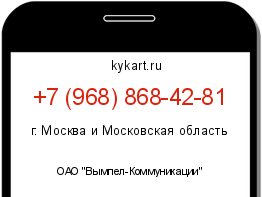 Информация о номере телефона +7 (968) 868-42-81: регион, оператор