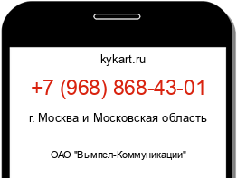 Информация о номере телефона +7 (968) 868-43-01: регион, оператор