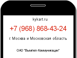 Информация о номере телефона +7 (968) 868-43-24: регион, оператор