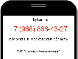 Информация о номере телефона +7 (968) 868-43-27: регион, оператор